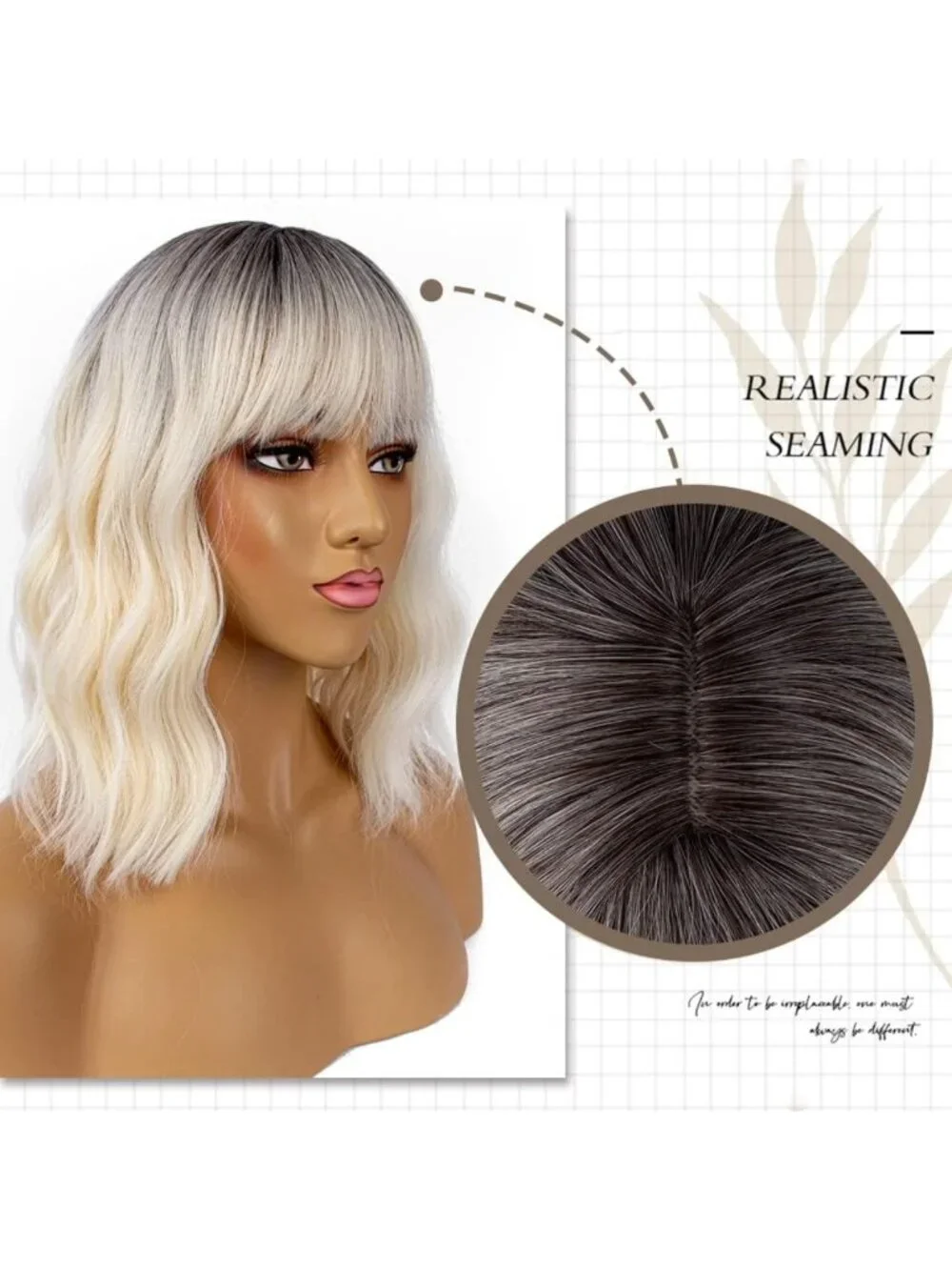 Loose Wavy Bob Wig with Bangs - Shoulder Length Curly Synthetic Hair for Cosplay